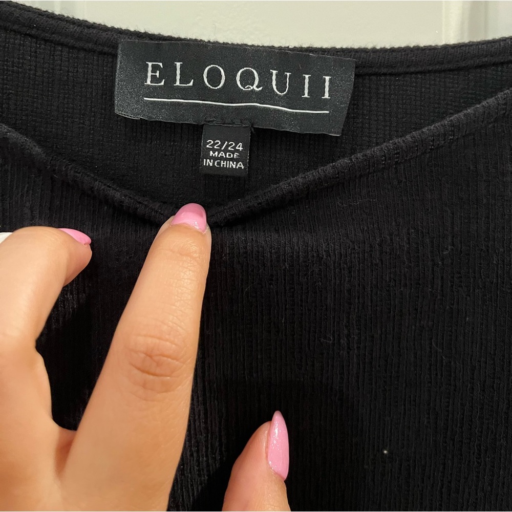Eloquii Ruffle Long Sleeve Black Blouse size 22/24 - Picture 4 of 8